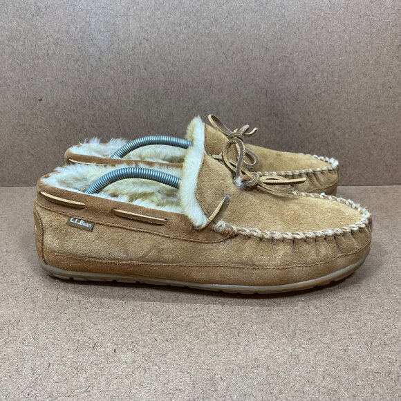 L.L. Bean Wicked Good Moccasins Mens Shearling-Lined Slippers Size 11 Brown - Picture 3 of 8